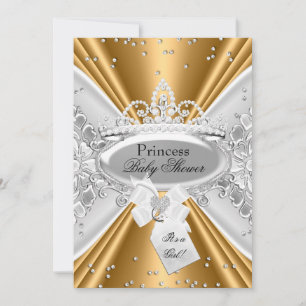 Gold Silber Prinzessin Tiara Baby Shower Einladung