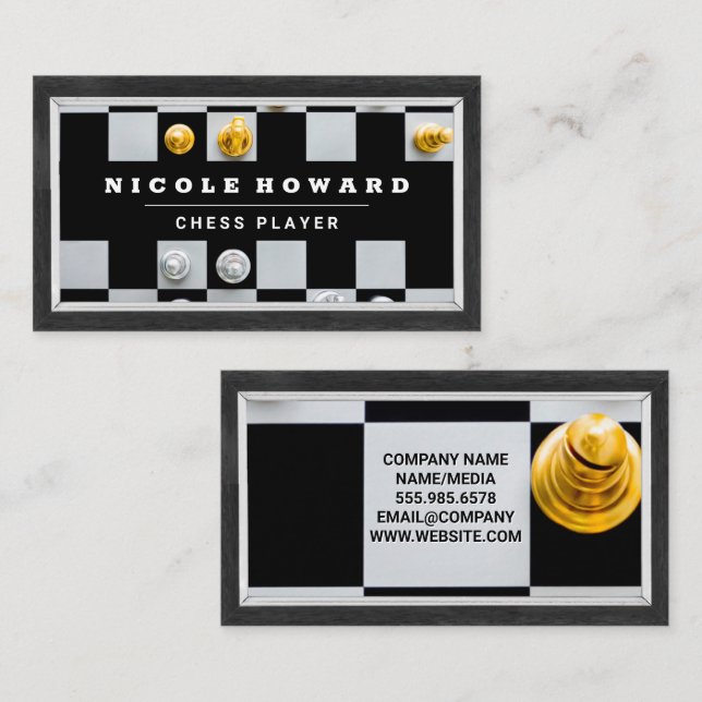 Gold Silber Schachstücke Visitenkarte (Vorne/Hinten)