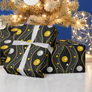 Gold Silber Schwarz Art Deco Muster Geschenkpapier