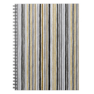 Gold Silber Schwarz Blau Streifen Notizblock