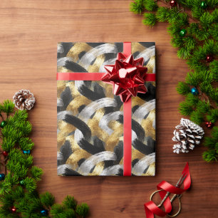 Gold Silber Schwarz Weihnachtsfeier Geschenkpapier