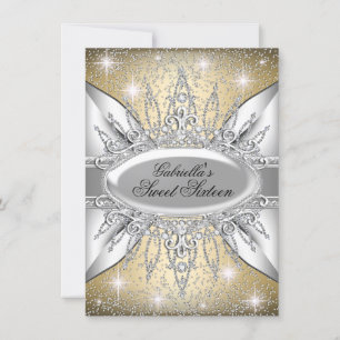 Gold & Silber Sparkle Diamond Sweet 16 Einladung