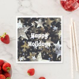 Gold & Silber Stars auf der Black Holiday Std. Nap Serviette