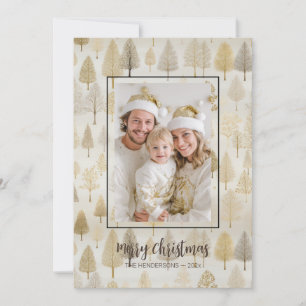 Gold Silber Tannen Foto Weihnachtskarte Feiertagskarte