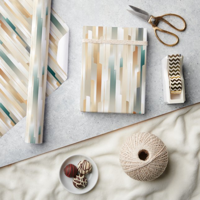 Gold-, Silber- und Rose-Streifen-Design Geschenkpapier (Kunsthandwerk)