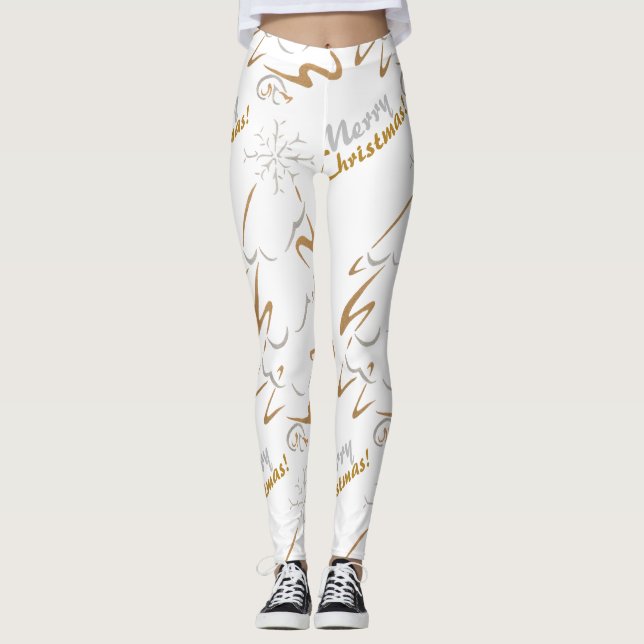 Gold & Silber Weihnachtsbaum Leggings (Vorderseite)