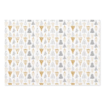 Gold & Silber Weihnachtsbaum Wrapping Paper Sheets