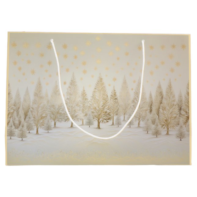 Gold Silber Weihnachtsbaumen Geschenktasche Große Geschenktüte (Rückseite)