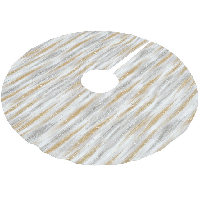 Gold Silber Weihnachtsfeier Polyester Weihnachtsbaumdecke (Schrägansicht)