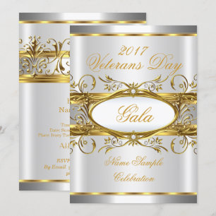 Gold Silber Weiß und Gold Plakette Party Einladung