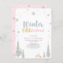 Gold & Silber Winterlandschaft 1. Party Einladung