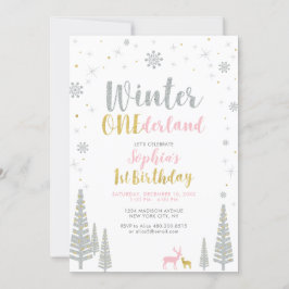 Gold & Silber Winterlandschaft 1. Party Einladung