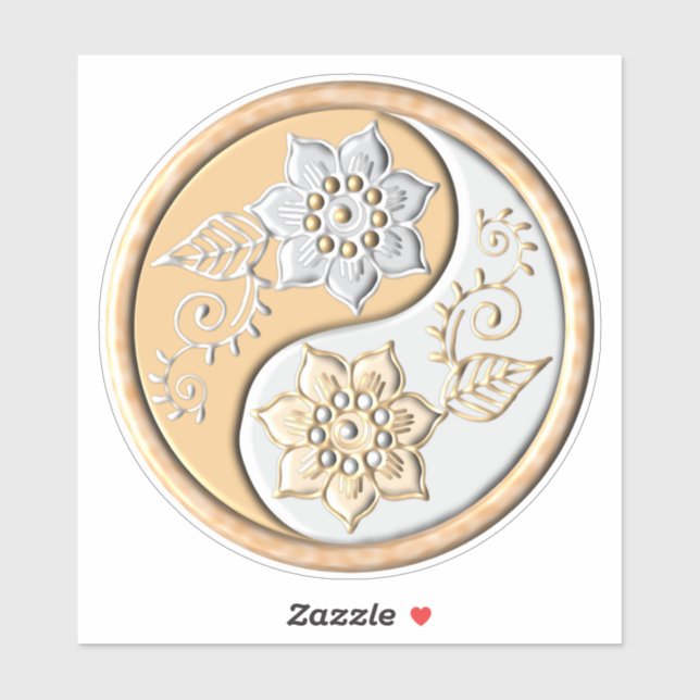 Gold & Silber Yin Yang Aufkleber (Blatt)
