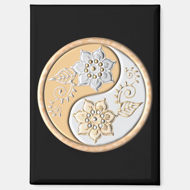 Gold & Silber Yin Yang  Magnet (Vorderseite)