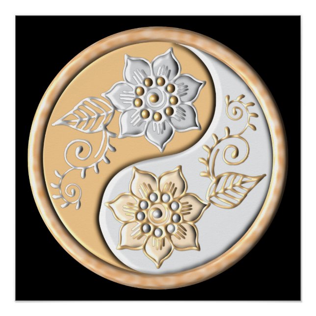 Gold & Silber Yin Yang  Poster (Vorderseite)
