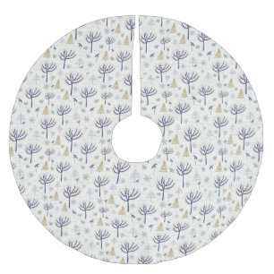 Gold Silberne Weihnachtsbäume Lichter und Ornament Polyester Weihnachtsbaumdecke