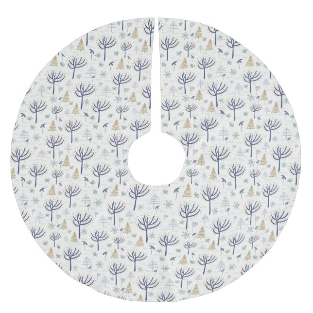 Gold Silberne Weihnachtsbäume Lichter und Ornament Polyester Weihnachtsbaumdecke (Vorderseite)