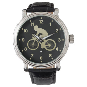 Gold Silhouette Bicyclist Armbanduhr