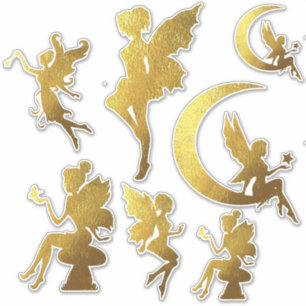 Gold Silhouette Fairies Aufkleber