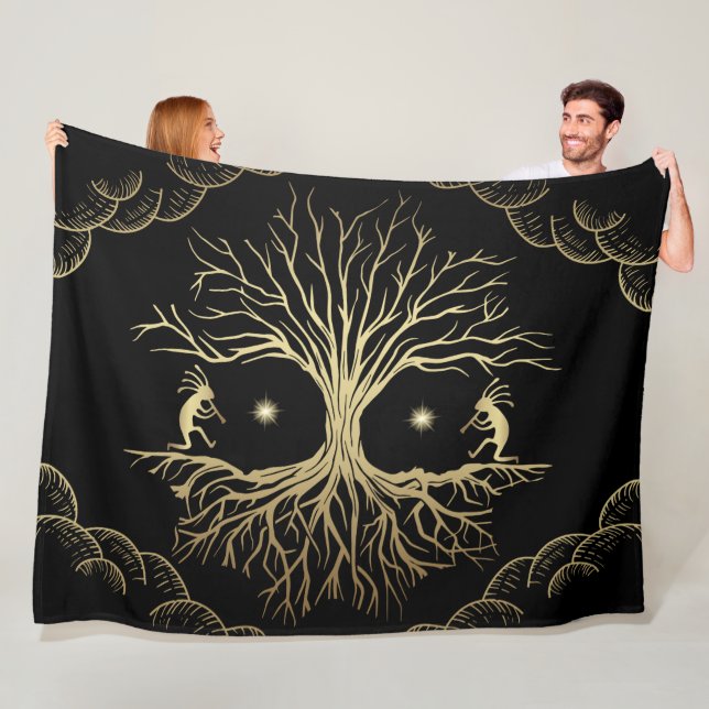 Gold Silhouette Kokopelli Fleece Blanket (Beispiel)