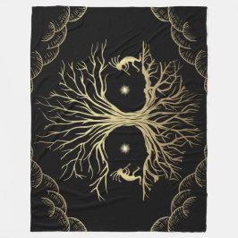 Gold Silhouette Kokopelli Fleece Blanket