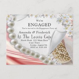 Gold Silk & Pearls Verlobung Inv Einladungspostkarte