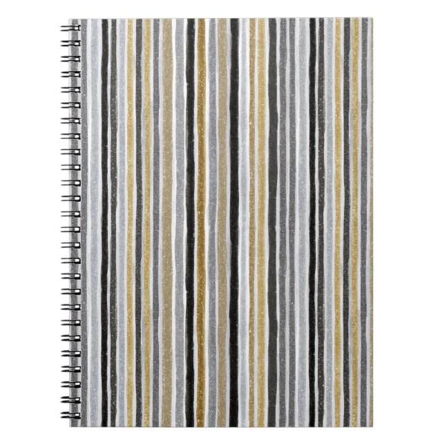 Gold Silver Black Blue Stripes Notizblock (Vorderseite)