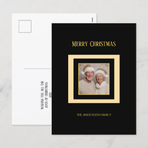Gold Silver Black Elegante Foto Weihnachten Postka