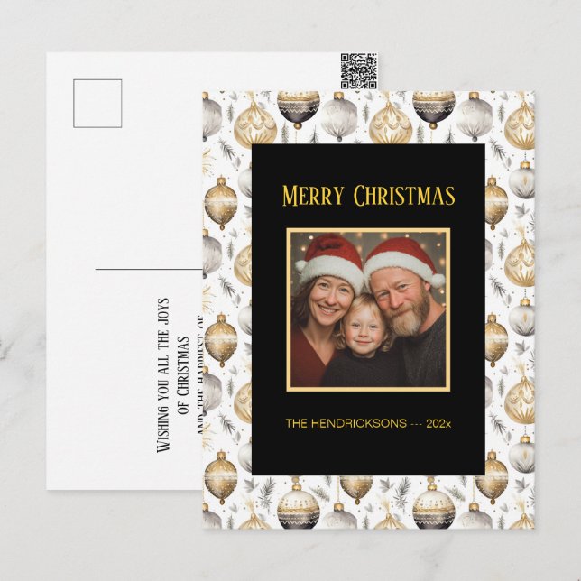 Gold Silver Black Ornaments Foto Postkarte (Vorne/Hinten)