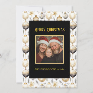 Gold Silver Black Ornaments Foto Weihnachtskarte Feiertagskarte