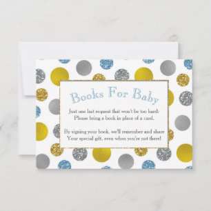 Gold Silver Blue Dots Baby Showkarte Einladung