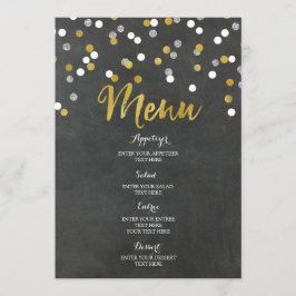 Gold Silver Chalkboard Confetti Wedding Menü Menükarte