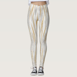 Gold Silver Chic Glam Glitzy Stripes Leggings