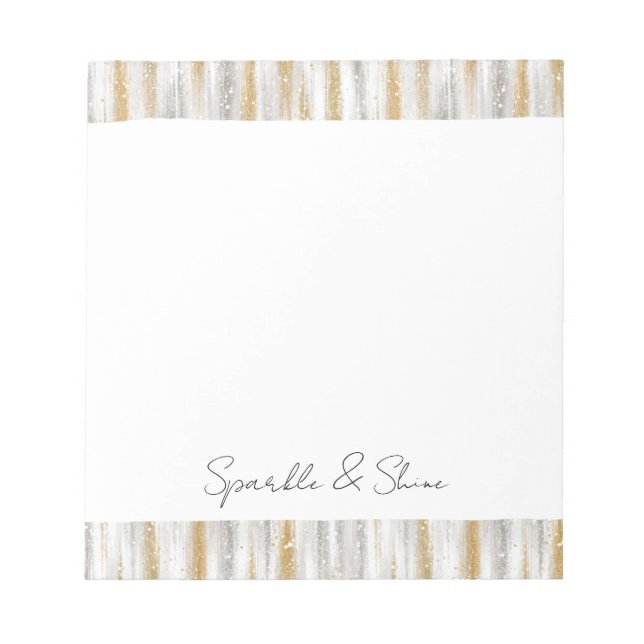 Gold Silver Chic Glam Glitzy Stripes Sparkle  Notizblock (Vorderseite)