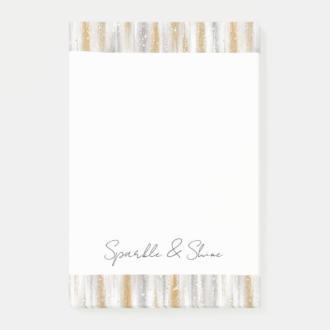 Gold Silver Chic Glam Glitzy Stripes Sparkle  Post-it Klebezettel (Vorderseite)