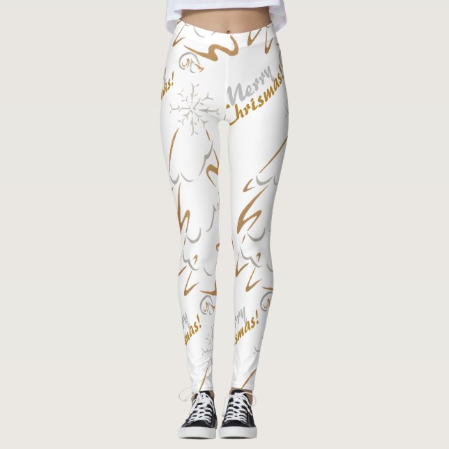 Gold & Silver Chrismas Tree Leggings (Vorderseite)