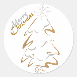 Gold & Silver Chrismas Tree Runder Aufkleber