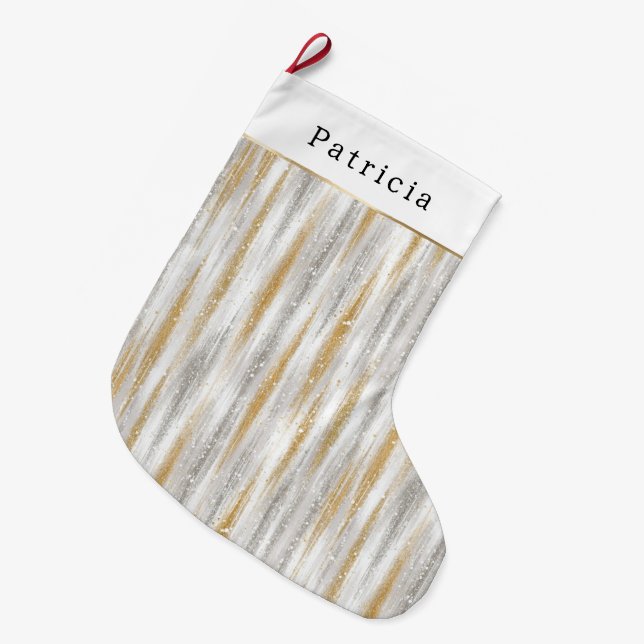 Gold Silver Christmas Celebration Großer Weihnachtsstrumpf (Vorderansicht (hängend))