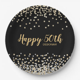 Gold Silver Confetti 50. Geburtstagsparty Pappteller