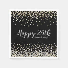 Gold Silver Confetti Custom 25-jähriges Party Serviette
