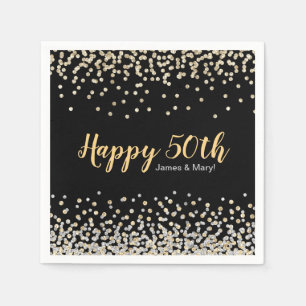 Gold Silver Confetti Custom 50-jähriges Party Serviette
