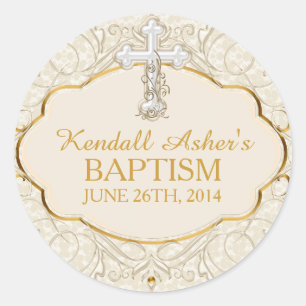 Gold & Silver Cross Taufe Christening Sticker
