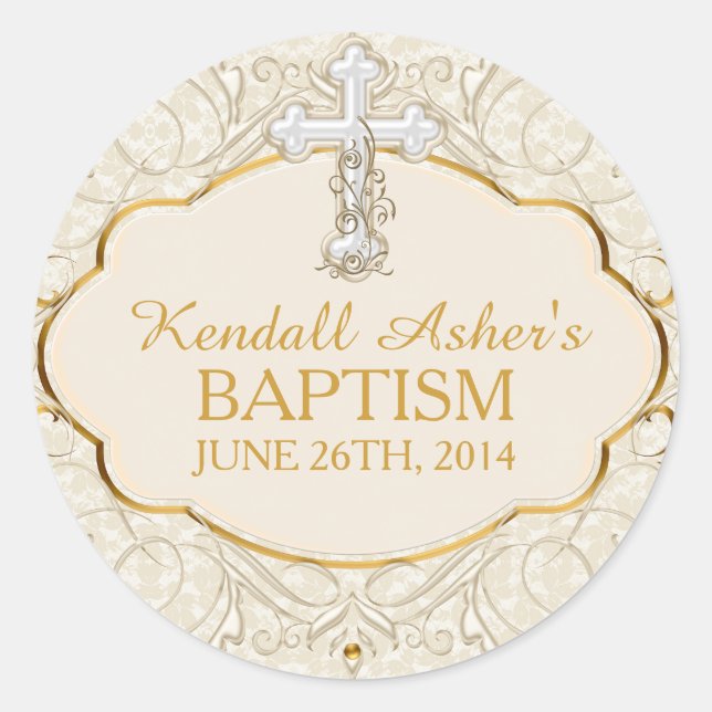 Gold & Silver Cross Taufe Christening Sticker (Vorderseite)