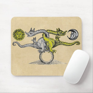 Gold & Silver Dragon Symbol Mousepad