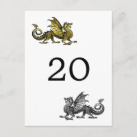 Gold Silver Dragon Tischnummer Postcard