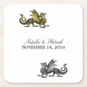 Gold Silver Dragon Wedding Paper Untersetzer