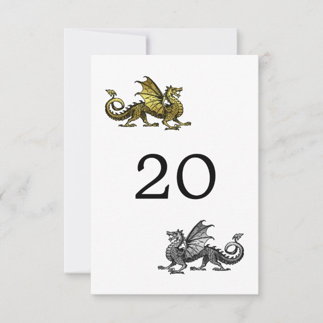 Gold Silver Dragon Wedding Table Card Einladung (Vorderseite)