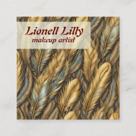 Gold Silver Feathers Quadratische Visitenkarte