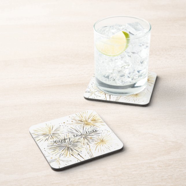 Gold Silver Fireworks New Year's Eve or Day Getränkeuntersetzer (Rechte Seite)