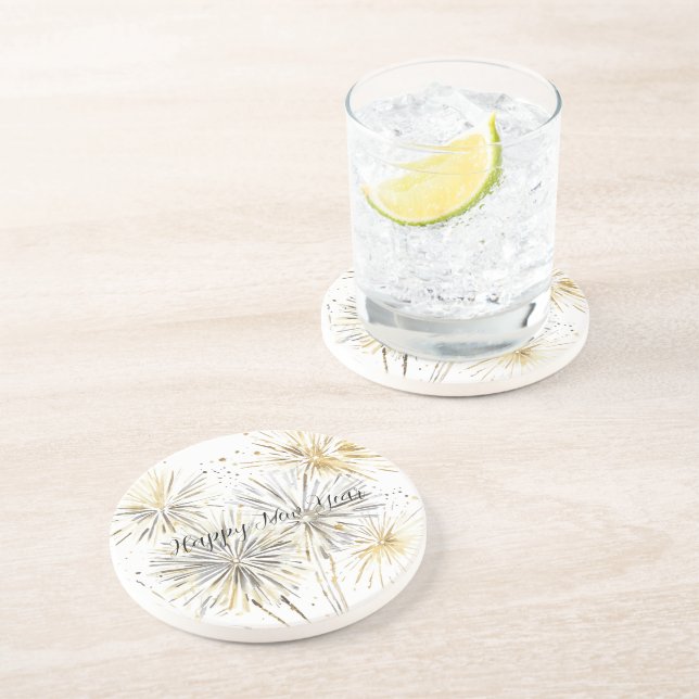 Gold Silver Fireworks New Year's Eve or Day Getränkeuntersetzer (Seite)